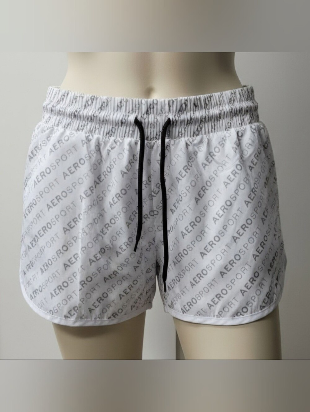 Arepostale White Logo-Print Athletic Shorts Size Large